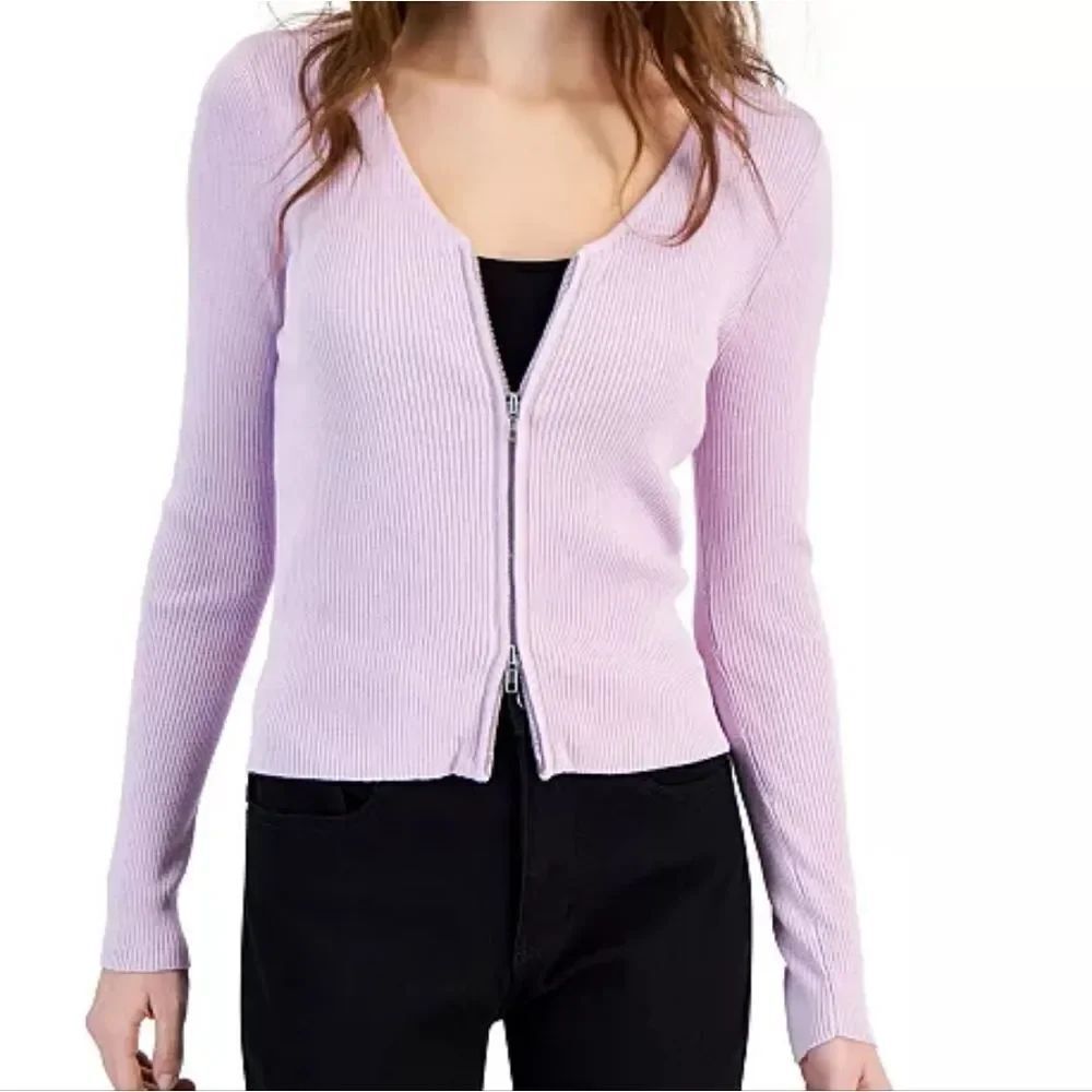 🔹️NWT Pink Rose Purple Paradise Sweetheart Neck Two-Way Zipper Front Top Medium